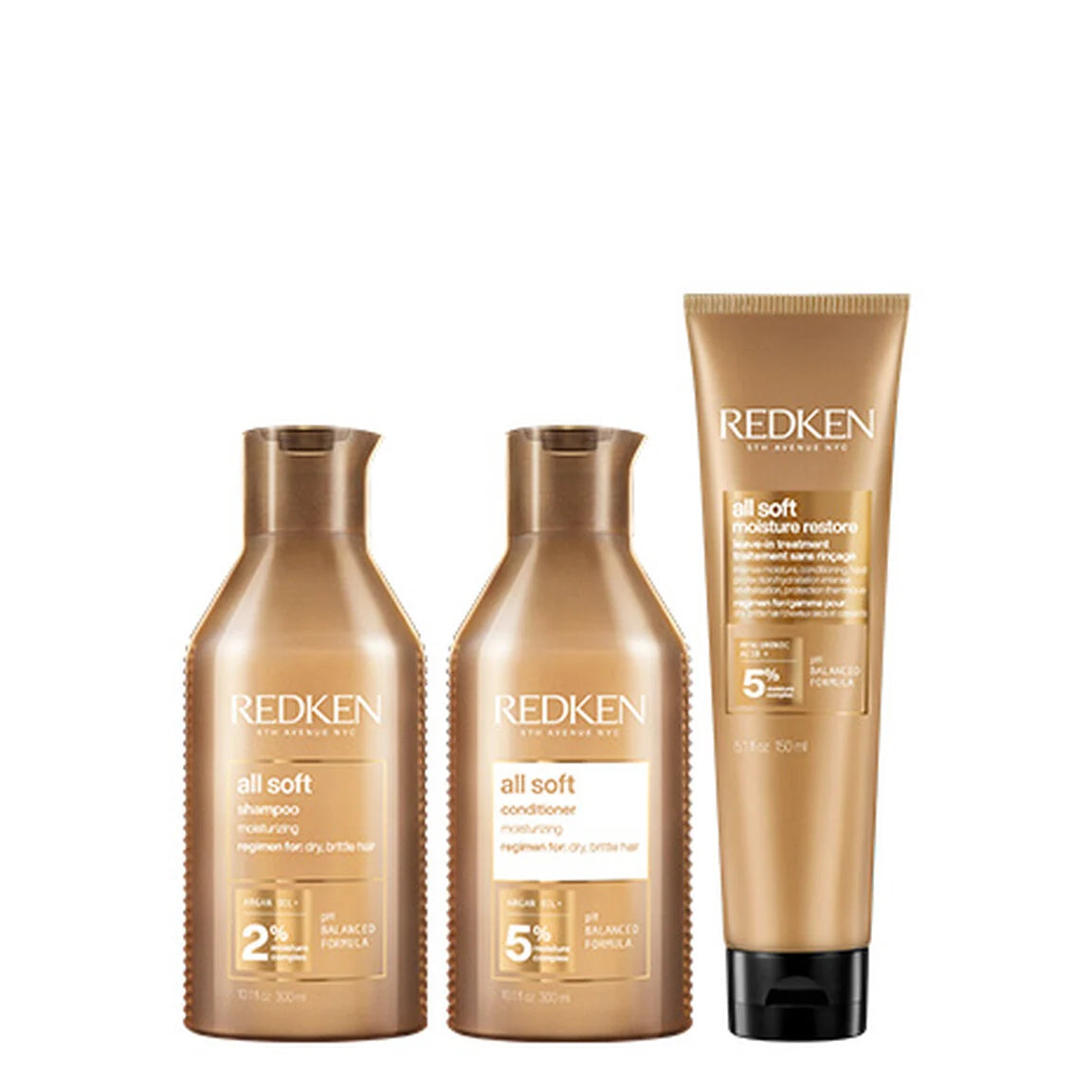 All Soft Trio All Soft Shampoo, Conditioner & Moisture Restore Leave-In Treatment with Hyaluronic Acid